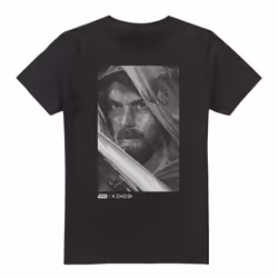 Star Wars Mens Obi Wan Kenobi Mono Portrait T-Shirt - L, Black