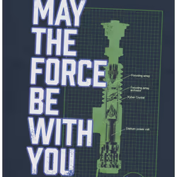 Star Wars Mens Force Lightsaber T-Shirt - L, Navy