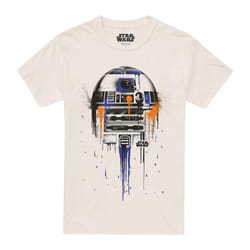 Star Wars Mens R2-D2 Paint Drip T-Shirt - M, Natural