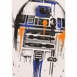 Star Wars Mens R2-D2 Paint Drip T-Shirt - M, Natural