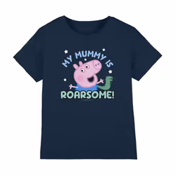 Peppa Pig Childrens/Kids My Mummy Is Roarsome George Pig T-Shirt - 7-8 Years, Navy