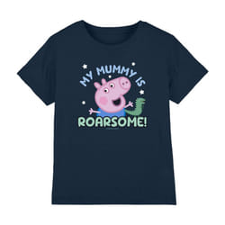 Peppa Pig Childrens/Kids My Mummy Is Roarsome George Pig T-Shirt - 7-8 Years, Navy