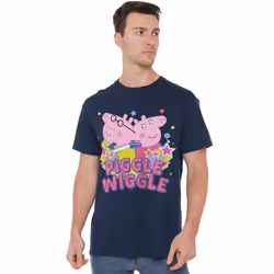 Peppa Pig Mens Piggle Wiggle Mummy Pig Daddy pig T-Shirt - M, Navy