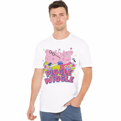 Peppa Pig Mens Piggle Wiggle Mummy Pig Daddy pig T-Shirt - 4XL, White