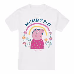 Peppa Pig Mens Mummy Pig Floral Rainbow T-Shirt - XXL, White