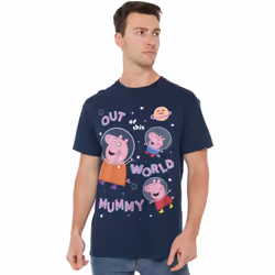 Peppa Pig Mens Is Out Of This World Mummy Pig T-Shirt - XXL, Navy