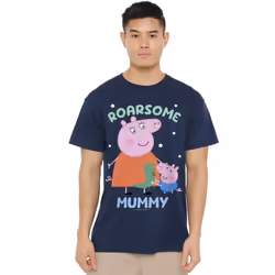 Peppa Pig Mens Roarsome Mummy T-Shirt - S, Navy