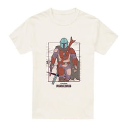 Star Wars: The Mandalorian Mens Flea Market T-Shirt - L, Natural