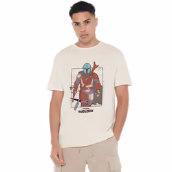 Star Wars: The Mandalorian Mens Flea Market T-Shirt - L, Natural