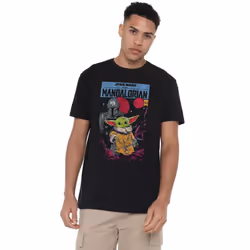 Star Wars: The Mandalorian Mens Grogu Comic T-Shirt - XXL, Black