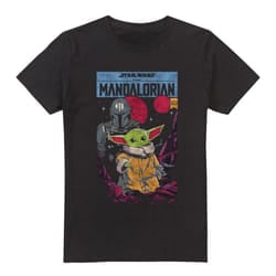 Star Wars: The Mandalorian Mens Grogu Comic T-Shirt - L, Black