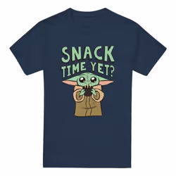Star Wars: The Mandalorian Mens Snack Time Grogu T-Shirt - XXL, Navy