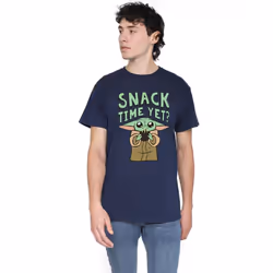 Star Wars: The Mandalorian Mens Snack Time Grogu T-Shirt - XL, Navy