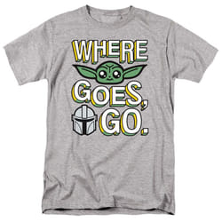 Star Wars: The Mandalorian Mens Where Grogu Goes Cute T-Shirt - XXL, Sport Heather