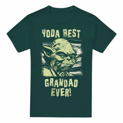 Star Wars Mens Best Grandad Yoda Comic T-Shirt - L, Forest Green