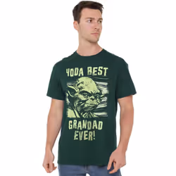 Star Wars Mens Best Grandad Yoda Comic T-Shirt - L, Forest Green