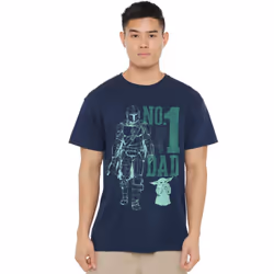 Star Wars: The Mandalorian Mens No.1 Dad Mando T-Shirt - L, Navy