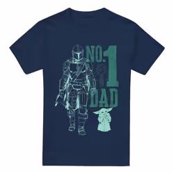 Star Wars: The Mandalorian Mens No.1 Dad Mando T-Shirt - M, Navy
