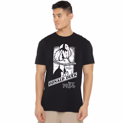 Disney Mens Donald Duck Mono Portrait T-Shirt - 4XL, Black