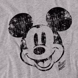 Disney Mens Mickey Mouse Distressed Face T-Shirt