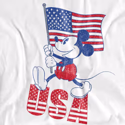 Disney Mens USA Mickey Mouse T-Shirt - L, White