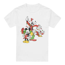 Disney Mens Mickey & Friends Fairy Lights Christmas T-Shirt - XXL, White