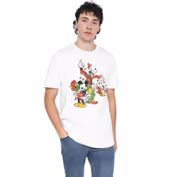 Disney Mens Mickey & Friends Fairy Lights Christmas T-Shirt - 3XL, White