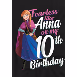 Frozen Childrens/Kids Fearless Like Anna 10th Birthday T-Shirt - 12-13 Years, Black