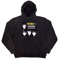 The Beatles Unisex Adult VJ Secret Sleeve Stone Wash Pull Over Hoodie - S, Charcoal Grey