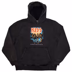 Kiss Unisex Adult Destroyer 3D Logo Stone Wash Pull Over Hoodie - S, Charcoal Grey