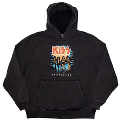Kiss Unisex Adult Destroyer 3D Logo Stone Wash Pull Over Hoodie - S, Charcoal Grey