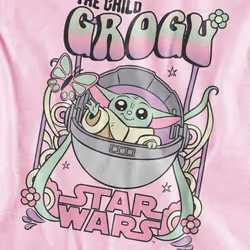 Star Wars: The Mandalorian Childrens/Kids Grogu Hippie T-Shirt - 7-8 Years, Pink