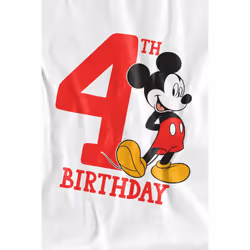 Disney Childrens/Kids Mickey Mouse 4th Birthday T-Shirt - 12-13 Years, White