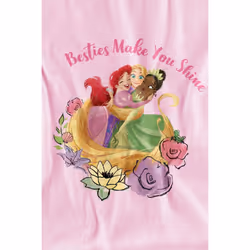Disney Princess Childrens/Kids Besties Shine Ariel Rapunzel Tiana T-Shirt - 9-10 Years, Pink