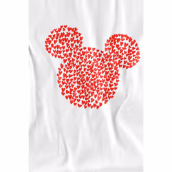 Disney Mens Mickey Mouse Heart Ears Silhouette Valentine's Day T-Shirt - XXL, White