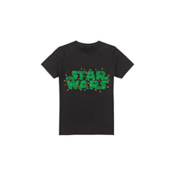 Star Wars Mens Christmas Lights Logo T-Shirt - S, Black