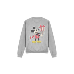 Disney Unisex Adult Mickey Mouse Present Christmas Sweatshirt - S, Sport Heather