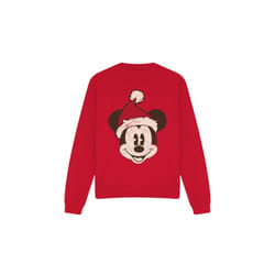 Disney Unisex Adult Mickey Mouse Santa Face Sweatshirt - L, Red