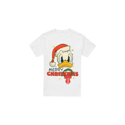 Disney Mens Merry Christmas Donald Duck T-Shirt - 3XL, White