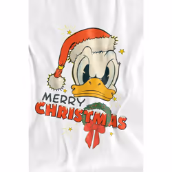 Disney Mens Merry Christmas Donald Duck T-Shirt - 3XL, White