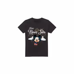 Disney Mens German Mickey Mouse Fireworks New Year T-Shirt - L, Black
