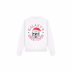 Star Wars: The Mandalorian Unisex Adult Galaxy's Greeting Sweatshirt - L, White