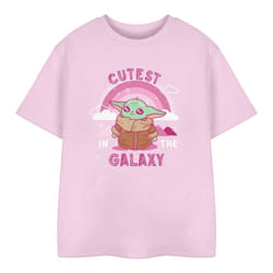 Star Wars: The Mandalorian Childrens/Kids Cutest In The Galaxy Grogu T-Shirt - 5-6 Years, Pink