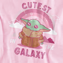 Star Wars: The Mandalorian Childrens/Kids Cutest In The Galaxy Grogu T-Shirt - 3-4 Years, Pink