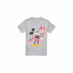 Disney Mens Mickey Mouse Present Christmas T-Shirt - M, Sport Heather
