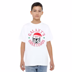 Star Wars: The Mandalorian Childrens/Kids Galaxy's Greeting T-Shirt - 9-10 Years, White