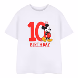 Disney Childrens/Kids Mickey Mouse 10th Birthday T-Shirt - 7-8 Years, White