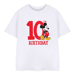 Disney Childrens/Kids Mickey Mouse 10th Birthday T-Shirt - 7-8 Years, White