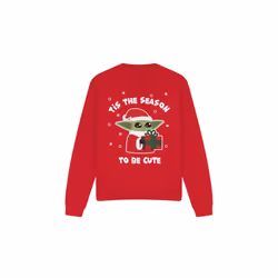 Star Wars: The Mandalorian Unisex Adult Tis The Christmas Season Grogu Sweatshirt - S, Red