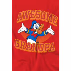 Disney Mens Awesome Grandpa Donald Duck T-Shirt - L, Red